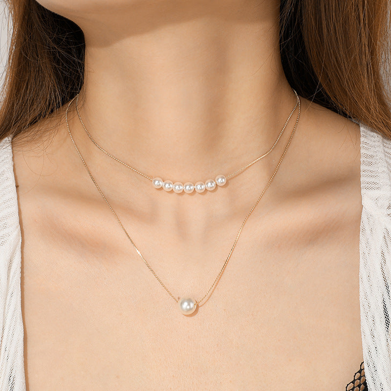 European and American Necklaces Fashion Jewelry Double Pearl Necklace