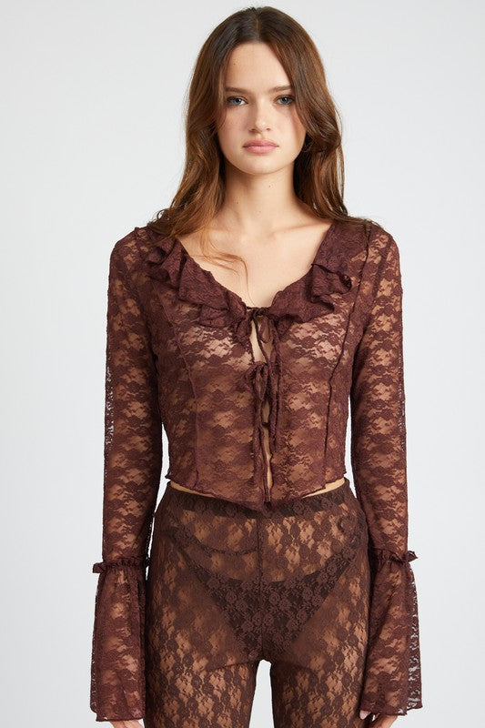 BELL SLEEVE LACE BLOUSE